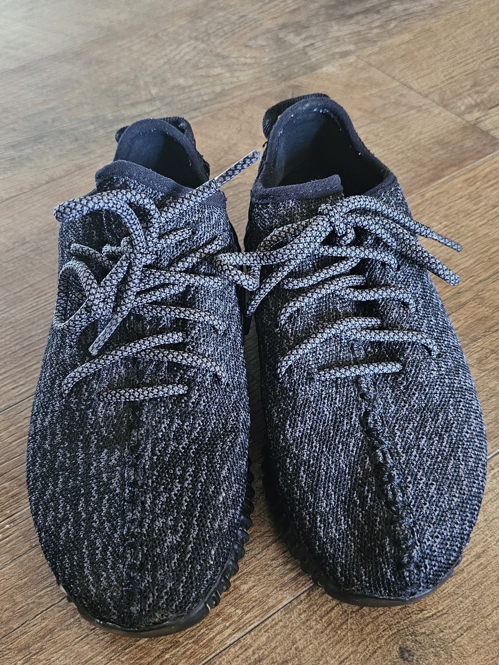 adidas yeezy boost 350 Kids Black and Gray Knit Lace-Up Sneakers